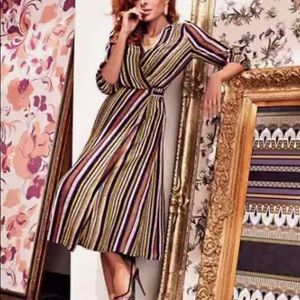 Eva Mendes Brenda Wrap Dress, Size Medium, Multi Color